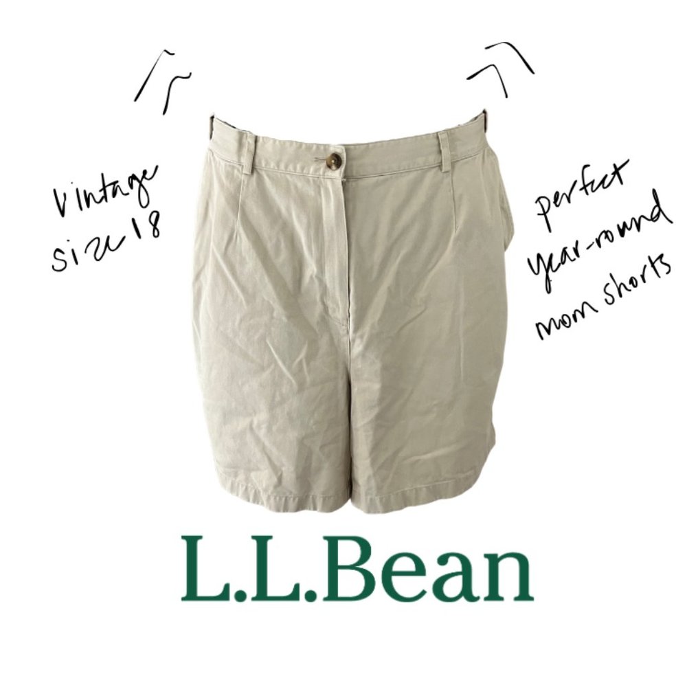 Vintage LL Bean Khaki Mom Shorts Size 16 with 7" Inseam in Perfect Condition